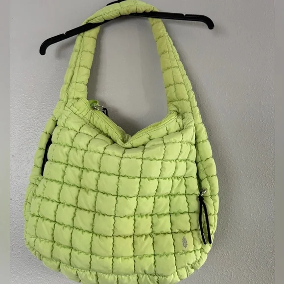 FREE PEOPLE MOVEMENT Quilted Tote / Hobo Bag Pale Neon Green Y2K Athleisure Core - Picture 1 of 7
